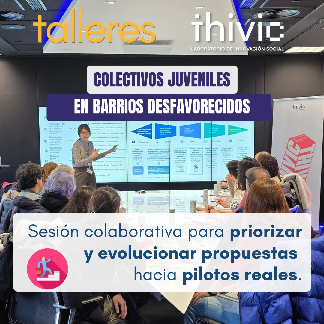 Taller de THIVIC sobre colectivos juveniles en barrios desfavorecidos, con una sesión colaborativa para desarrollar propuestas y convertirlas en pilotos reales.