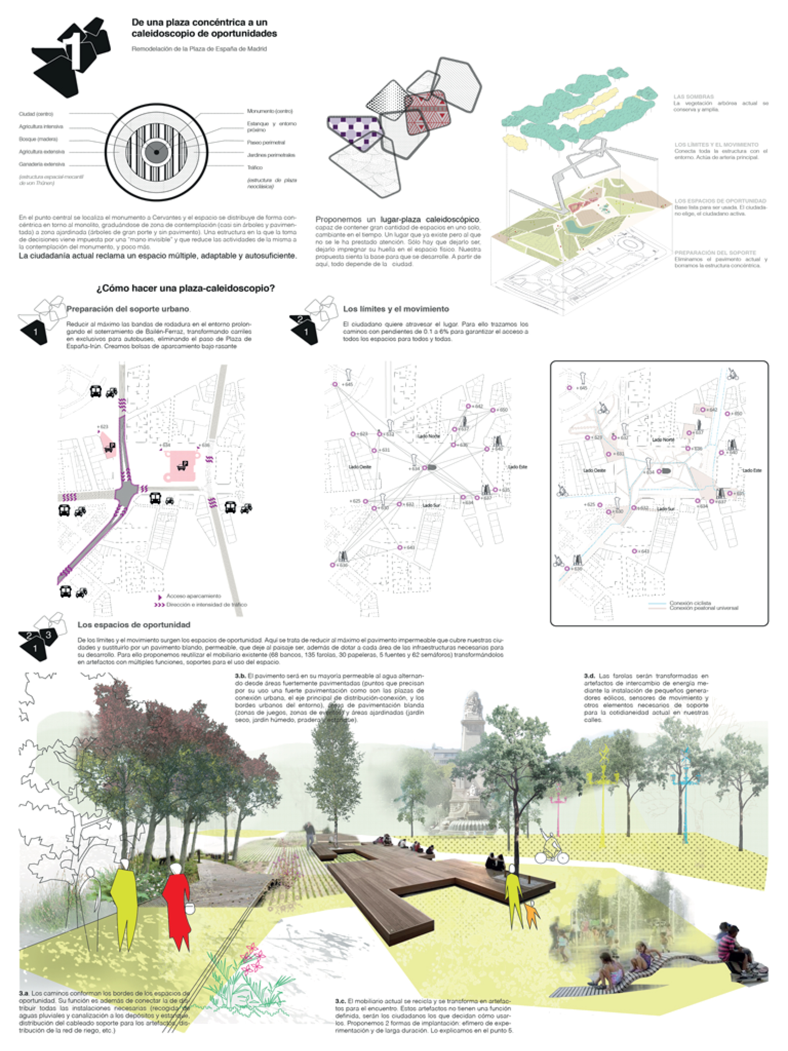 Proyecto 41 para la Remodelación de Plaza España: De una plaza concéntrica a un caleidoscopio de oportunidades