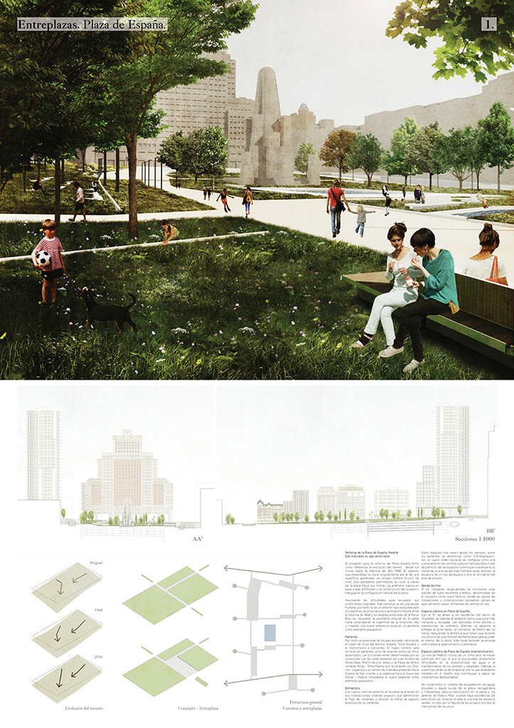 Proyecto 66 para la Remodelación de Plaza España: Entreplazas.Plaza España