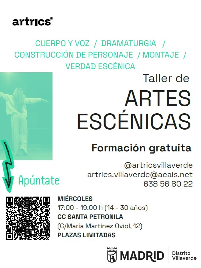 Cartel del taller de teatro con datos prácticos