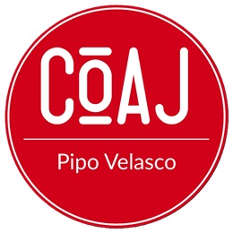 Logotipo circular rojo COAJ Pipo Velasco

