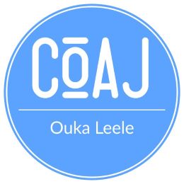 Logotipo circular azul COAJ Ouka Leele