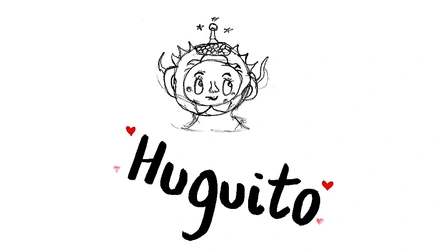 Ilustración compuesta por un retrato dibujado de un personaje con corona decorativa y pequeños corazones.
