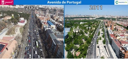 Avenida portugal antes y despues del soterramiento
