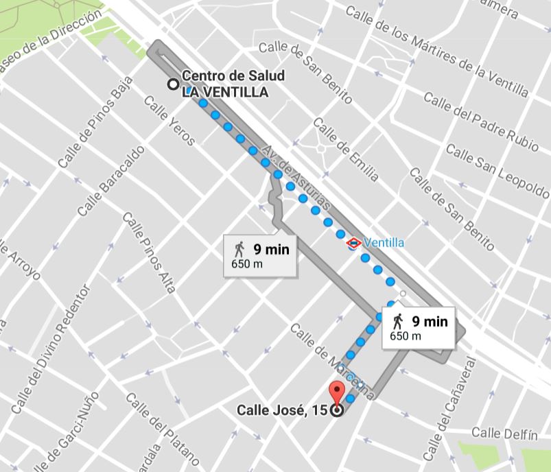 recorrido sin bancos para sentarse