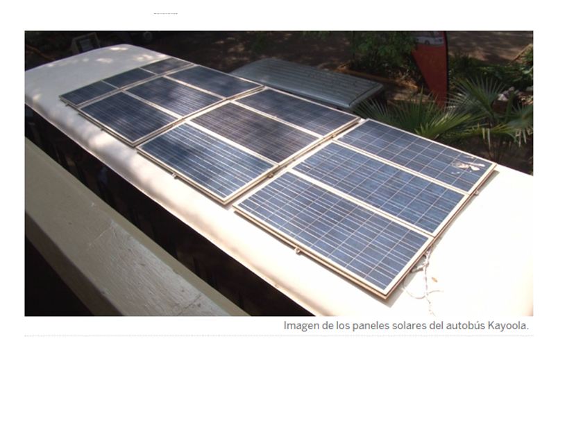 Imagen de los paneles solares del autobús Kayoola 