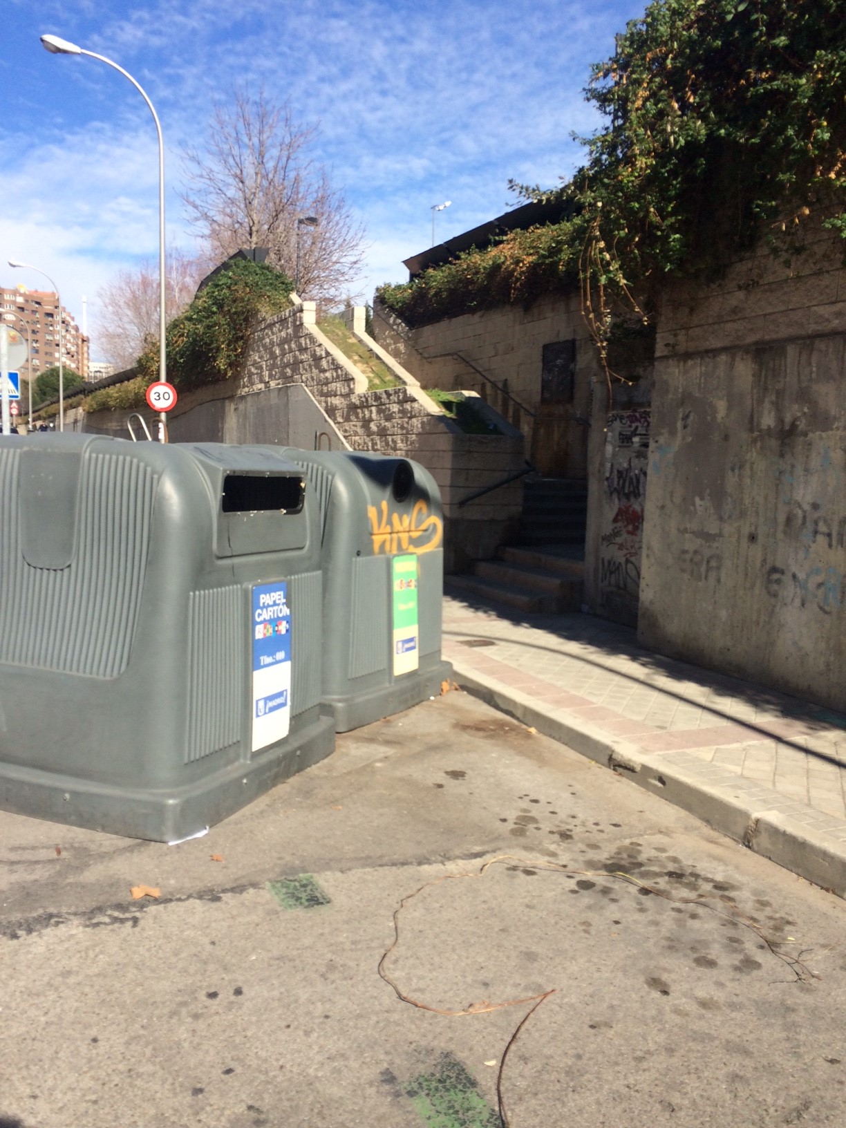 Acceso descuidado al Parque Martin Luther King de Adelfas