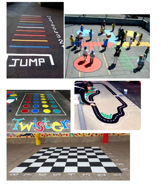 Ejemplos de cosas que se pueden pintar en patios escolares