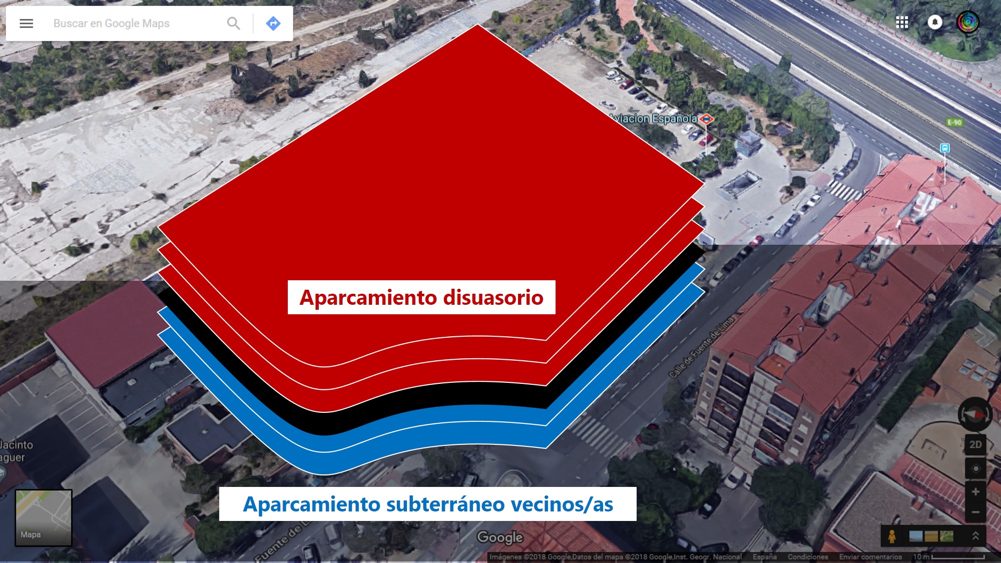 Infografía de propuesta de aparcamiento