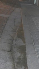 Detalle del pavimento y desnivelado.