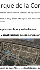 Zona con sombras, bancos y papeleras