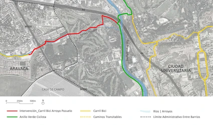 Propuesta de carril bici (en rojo) y otras vías ciclistas existentes.