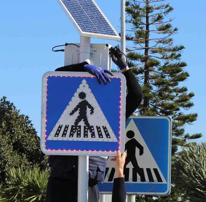 Paso de peatones luminoso instalado en Alcañiz