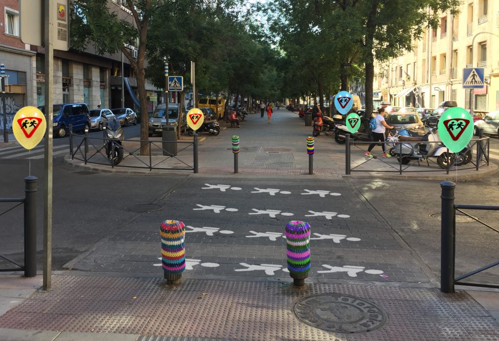 Camino escolar seguro creado en Retiro por Experimenta Distrito