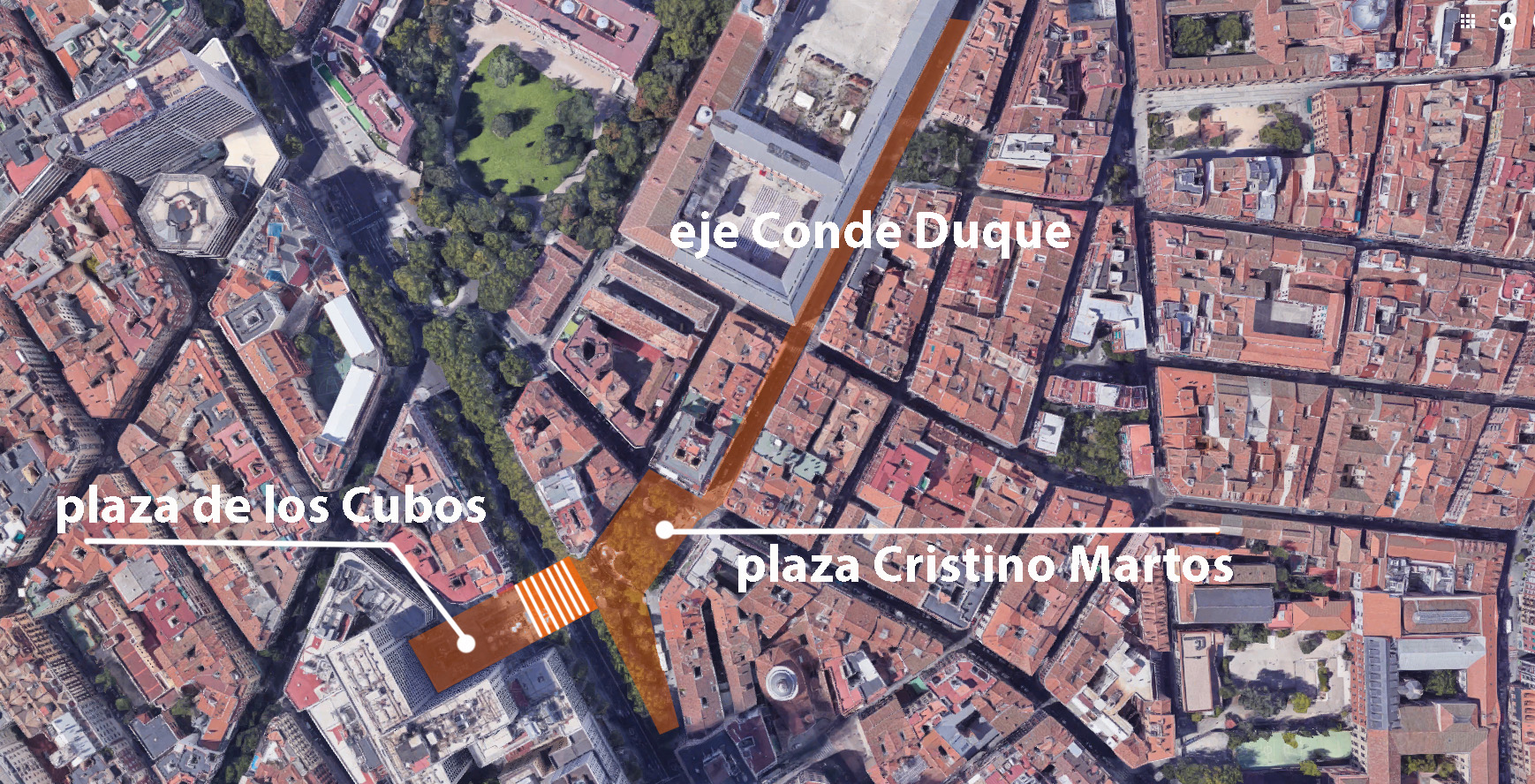 Paso de Cebra en la calle PRINCESA eje Conde Duque- CUBOS