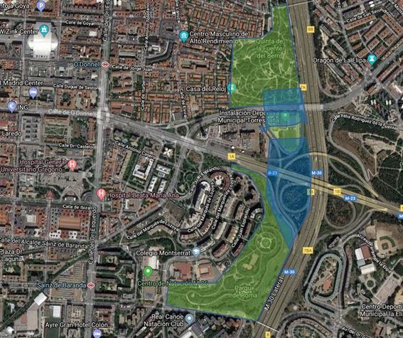 Unión del parque Fuente del Berro con el Parque de Roma