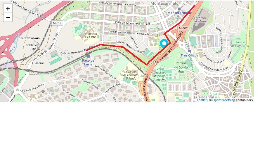Conexión anillo verde estacion Renfe Metro Paco de Lucia (MIrasierra)