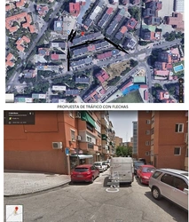 C/ Biosca y propuesta de tráfico (con flechas)