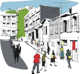 ilustración de calle peatonal