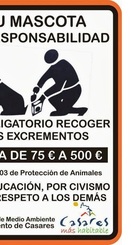 Señal ejemplo recogida excrementos