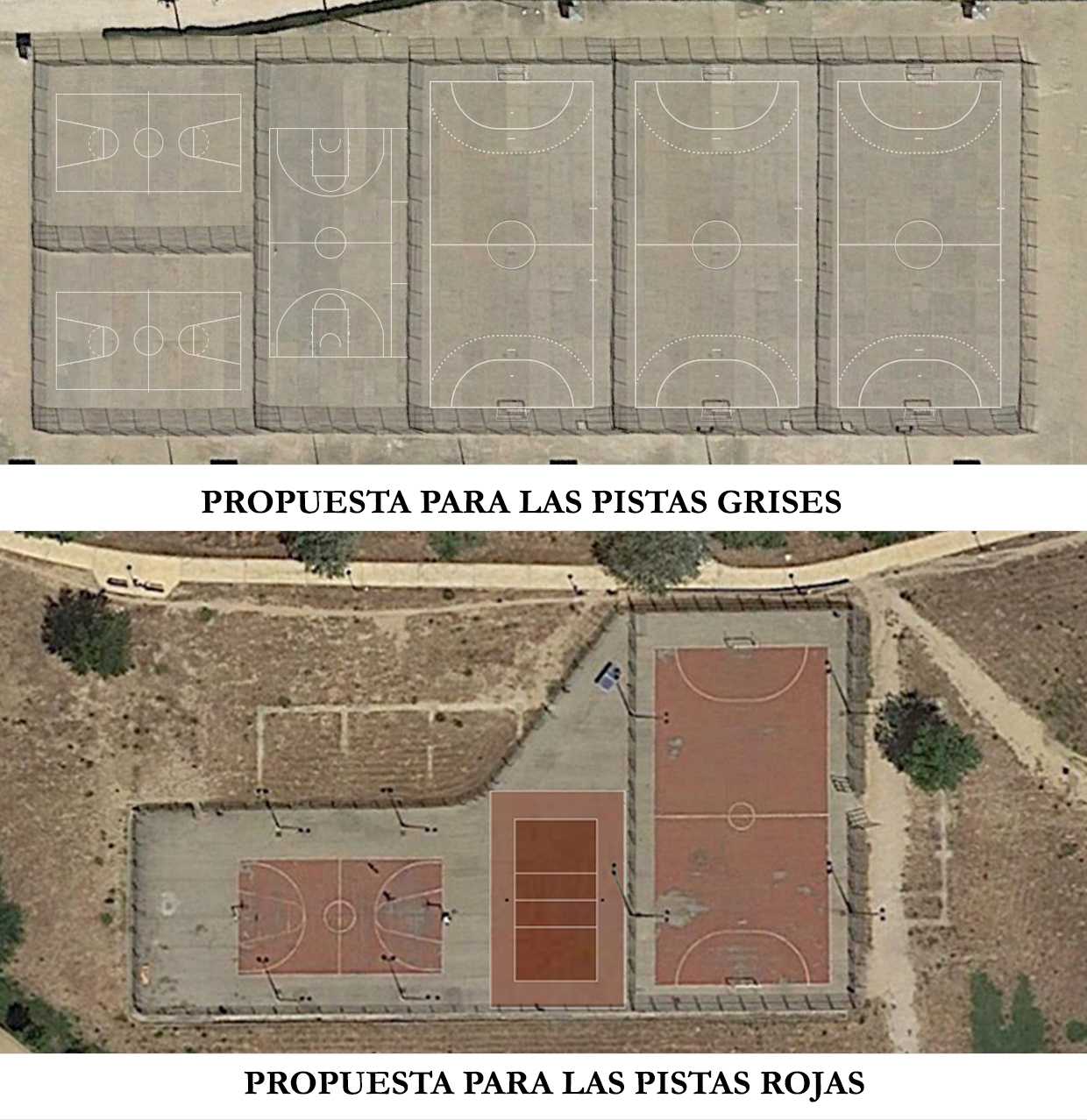 Proyección de cómo quedarían las dos pistas