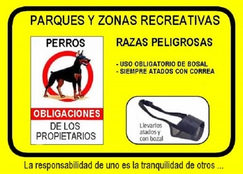Carteles de uso obligatorio de bosal y correa razas peligrosas de perros