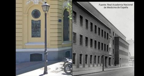 La farola y foto antigua de Modesto Lafuente 