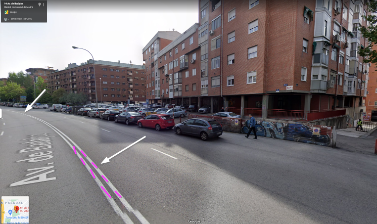 Línea discontinua existente y propuesta