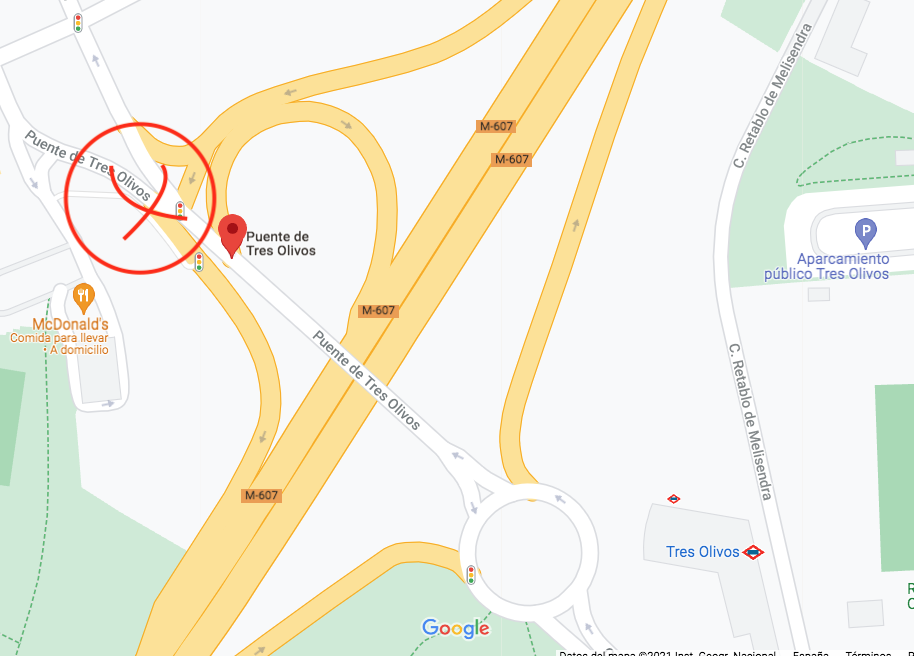 Plano ubicación de rotonda junto a puente Tres Olivos