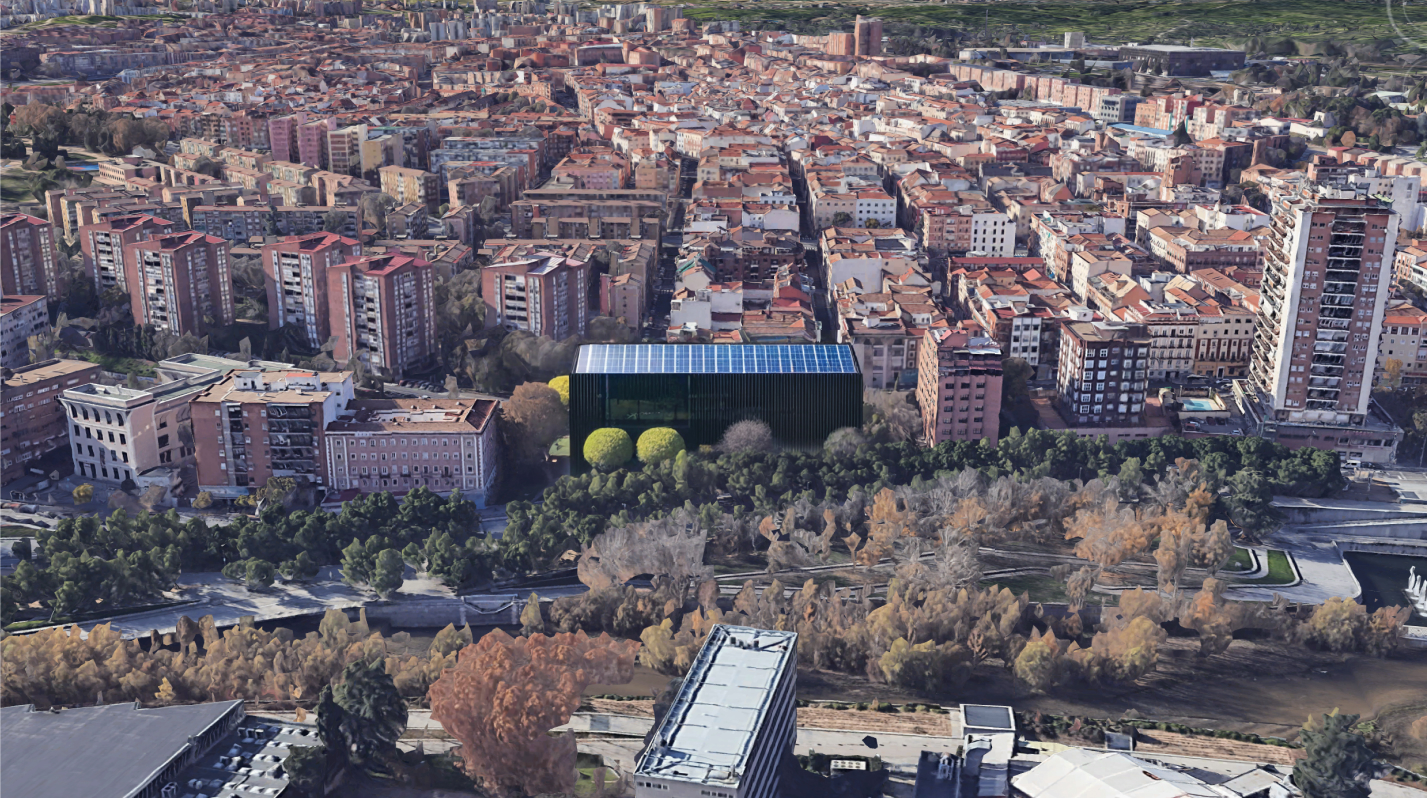 Imagen del edificio propuesto en la ubicación planteada