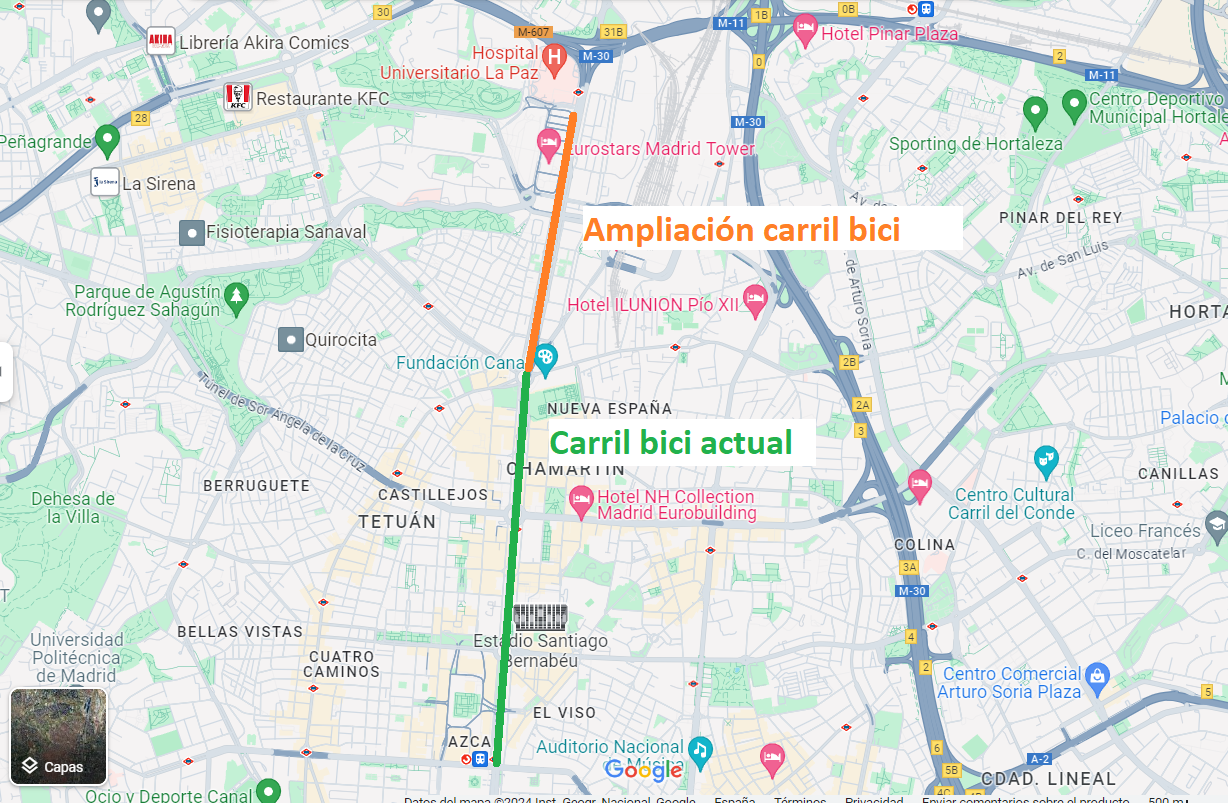 Mapa ampliación carril bici