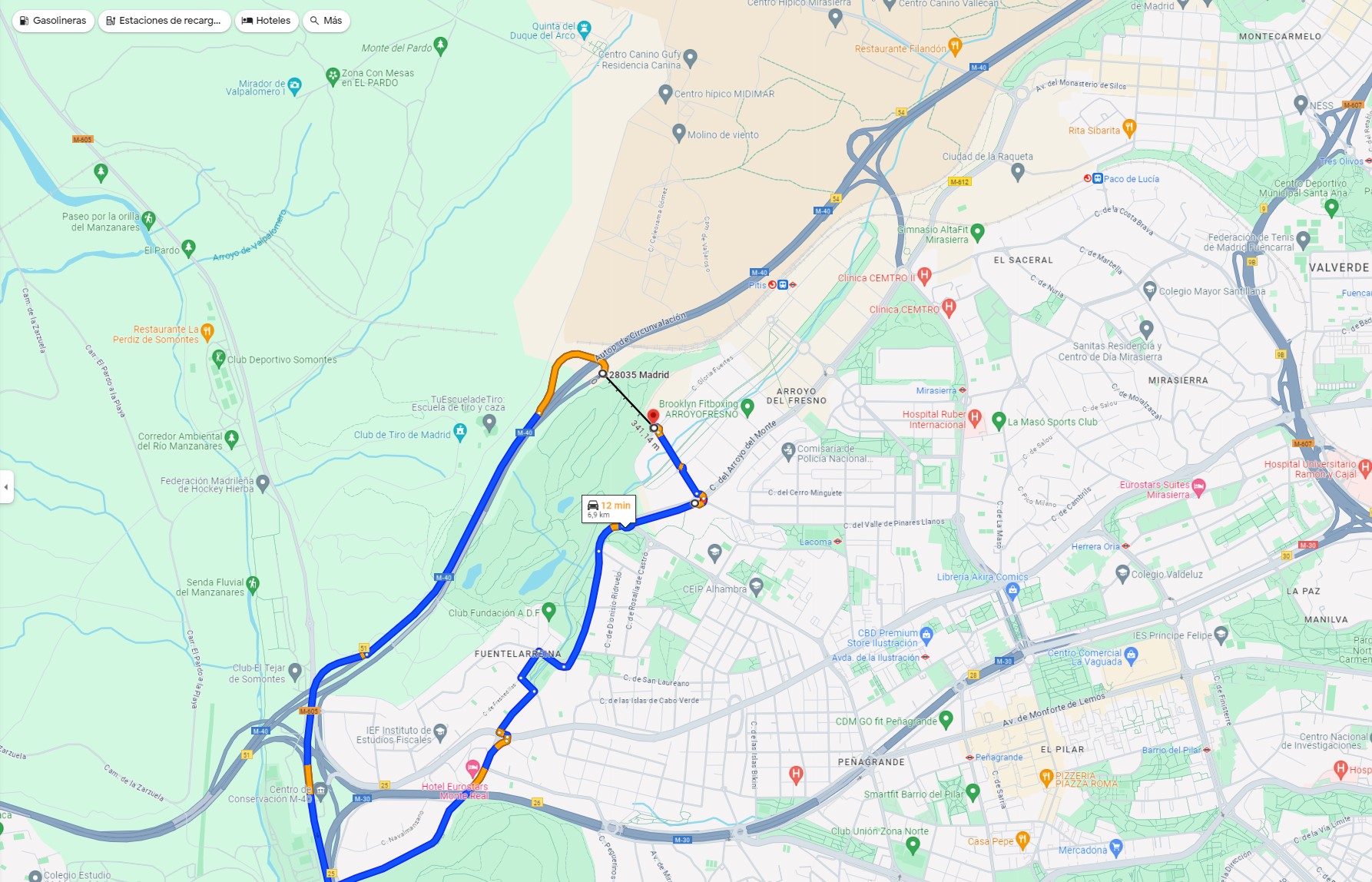 Zona beneficiada por la salida necesaria de la M-40 reutilizando el actual cambio de sentido ya existente