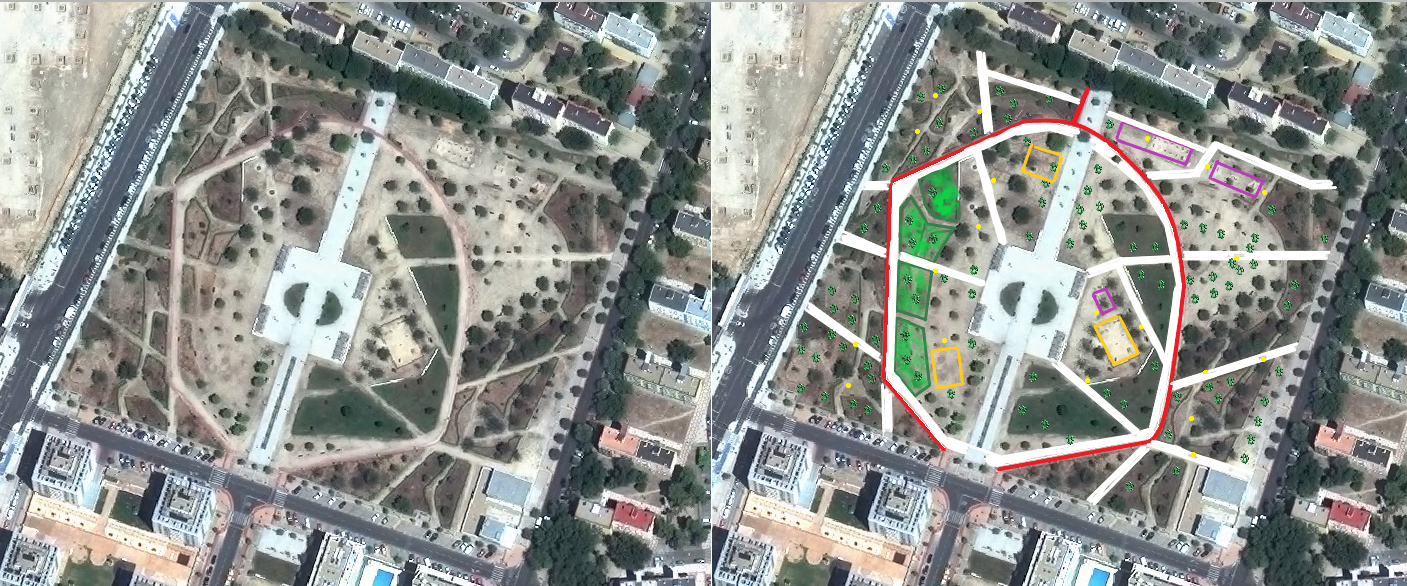 Estado actual y propuesta para el Parque de Ingenieros.