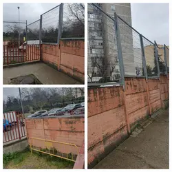 Inclinación y grietas muro externo  con vallado del Colegio Amadeo Vives calle Los Yébenes 6-8-10