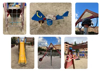 Fotos recientes del estado de diferentes parques infantiles del Barrio de Montecarmelo