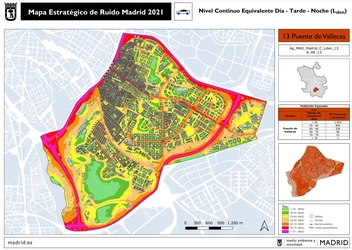 Mapa Estratégico de Ruido Madrid 2024 en el que se aprecia la existencia de niveles acústicos superiores a 70 dB(A)