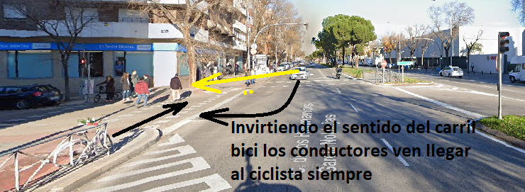 Invertir sentido carriles bici en Hermanos García Noblejas (y casos similares)