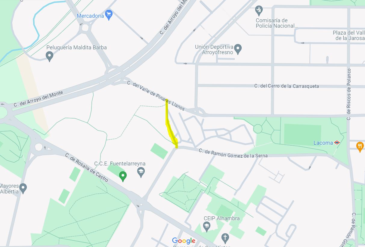 Tramo solicitado a asfaltar