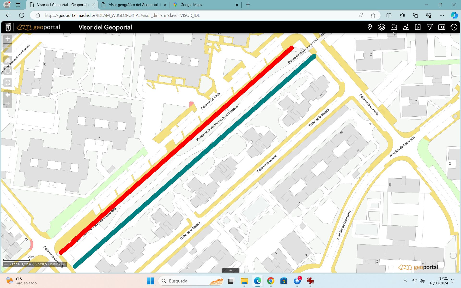 Plano entre c/ Carabela y Metro Alameda de Osuna
