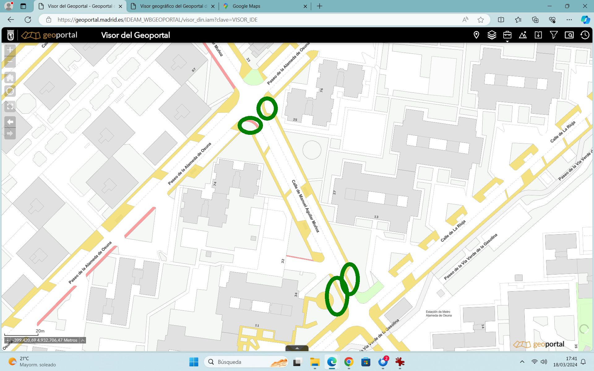 Plano con ampliaciones de acera propuestas