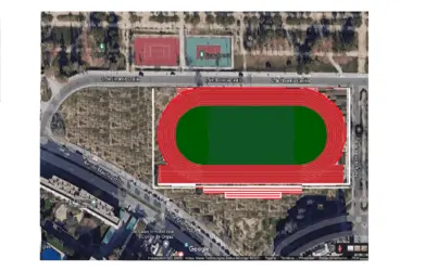 Pista de atletismo en la parcela de la Avenida de Machupichu, 44 ejemplo de instalación de pista homologada de atletismo