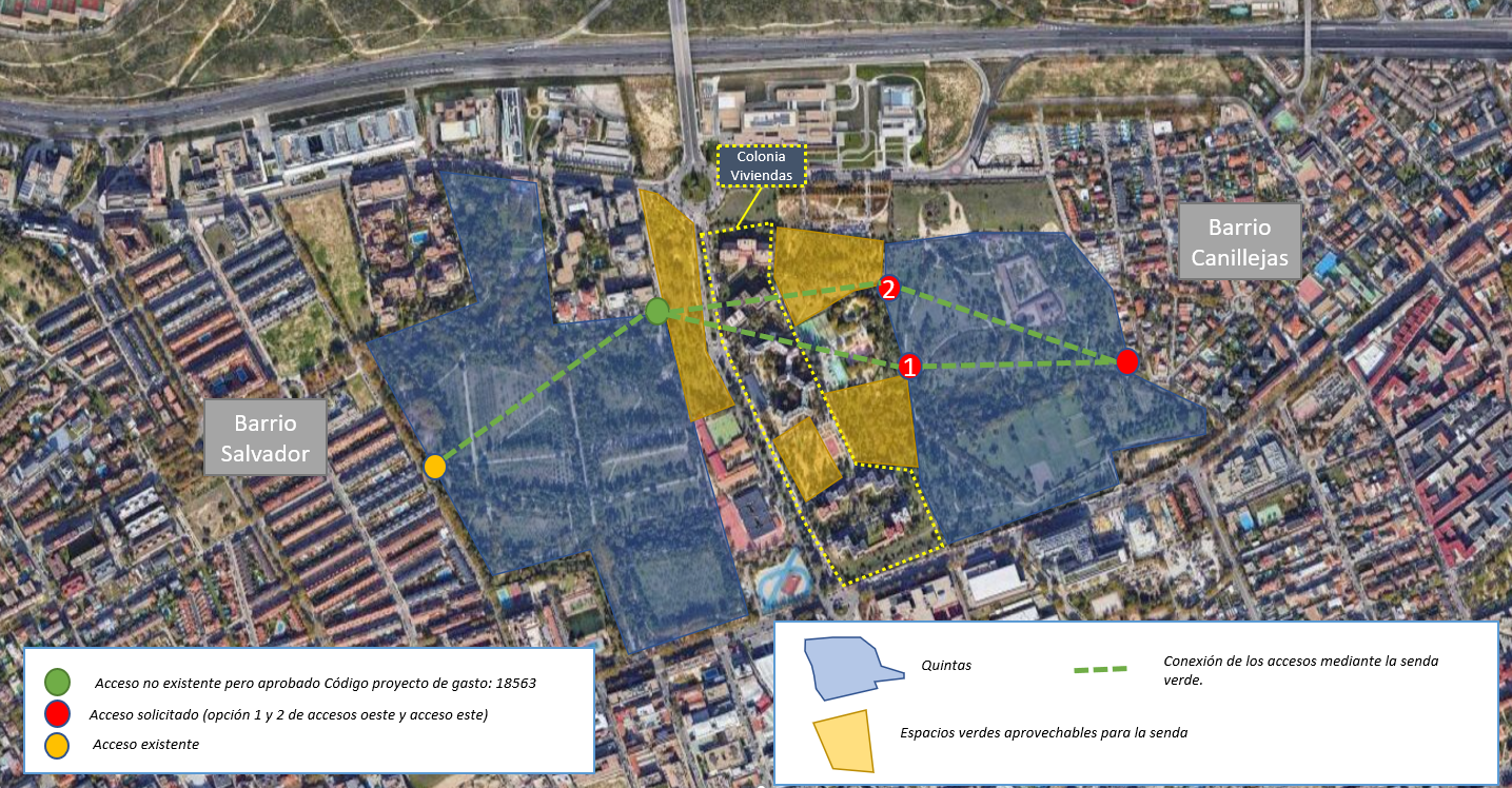 Senda verde peatonal paralela a la calle Alcalá
