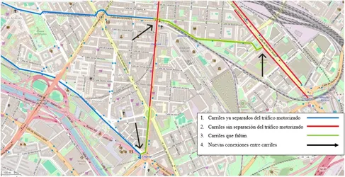 Carriles bici existentes y posibles conexiones