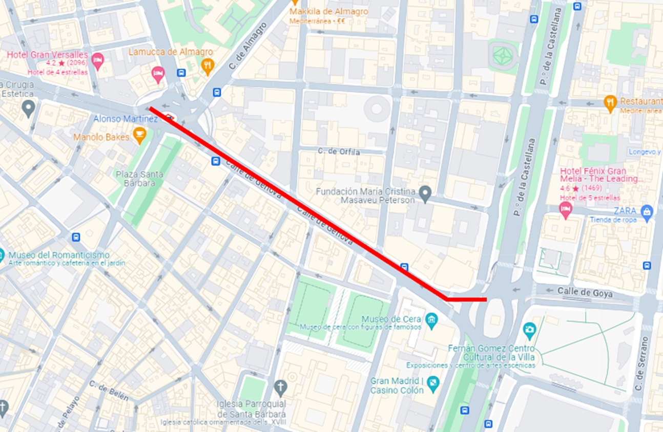 Carril bici de la C/Génova (Chamberí)