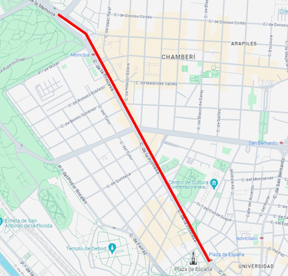 Carril Bici por la C/ Princesa (Chamberí)