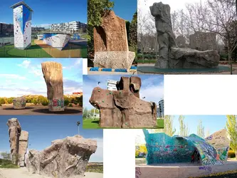 Muestra de diferentes rocódromos urbanos al aire libre de Madrid y otros lugares.
