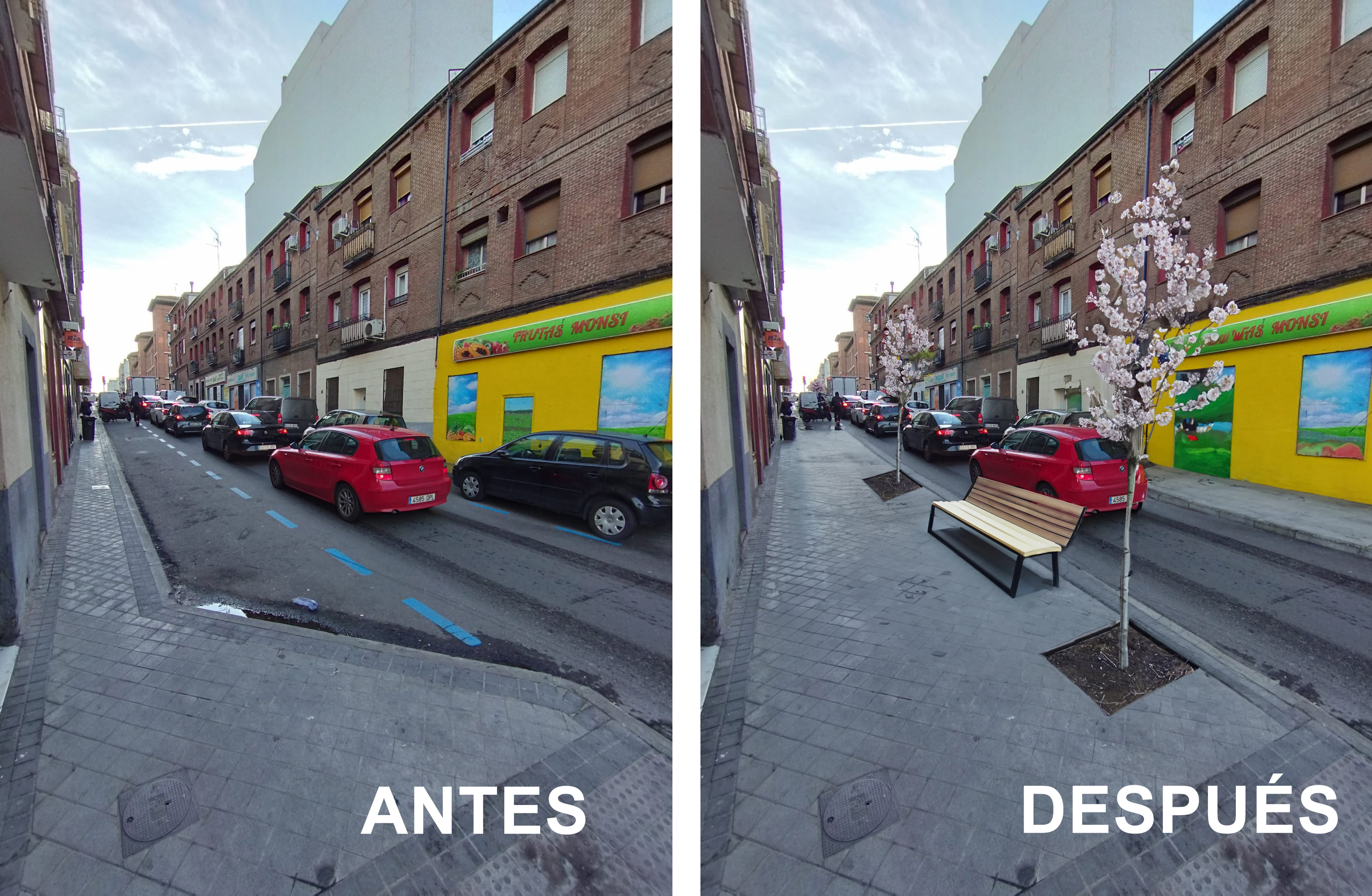 Imagen orientativa del antes y el después de la intervención