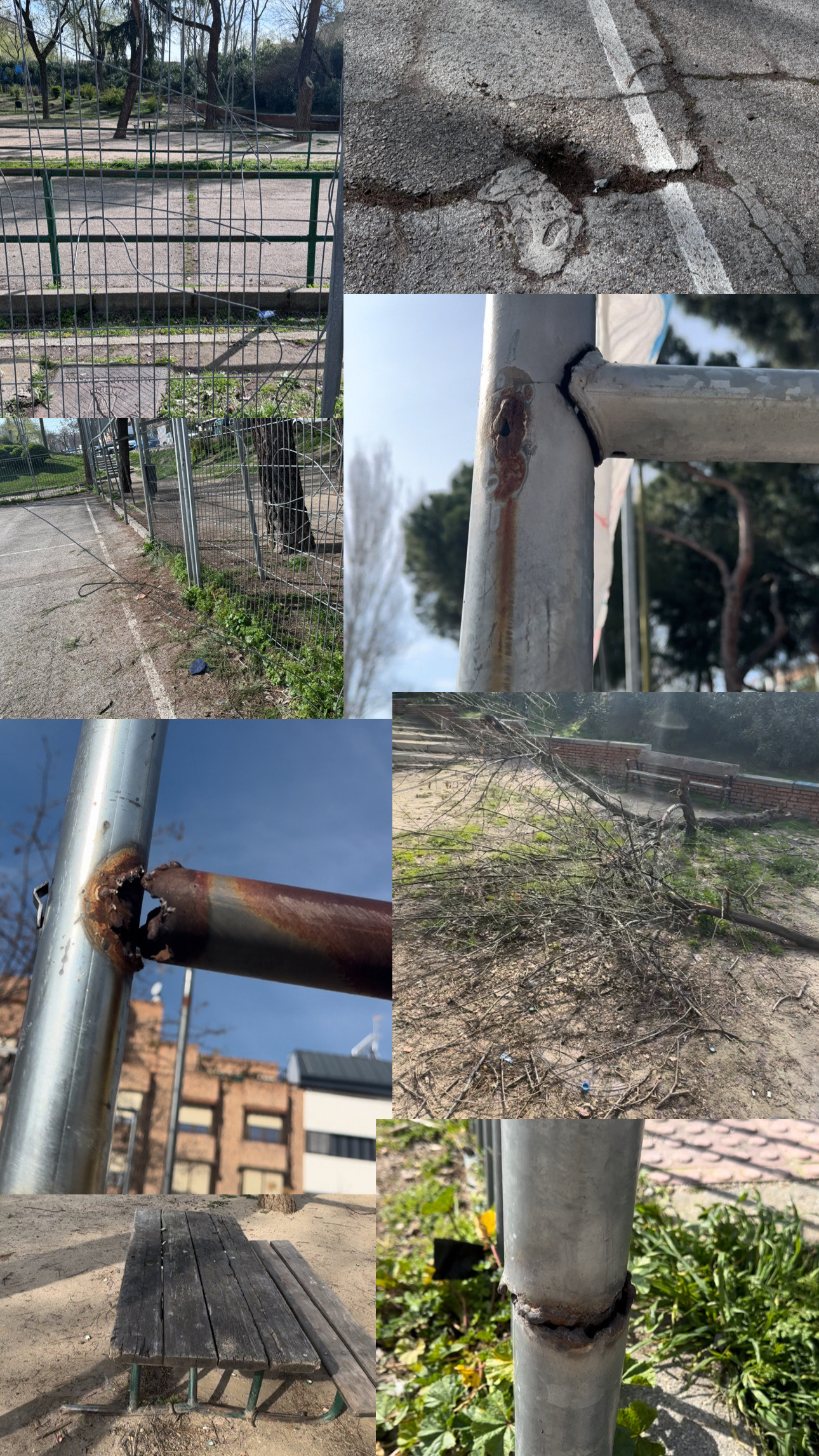 Detalle del estado actual de la zona deportiva.