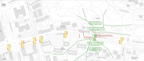 Ubicación propuesta para el nuevo paso de peatones