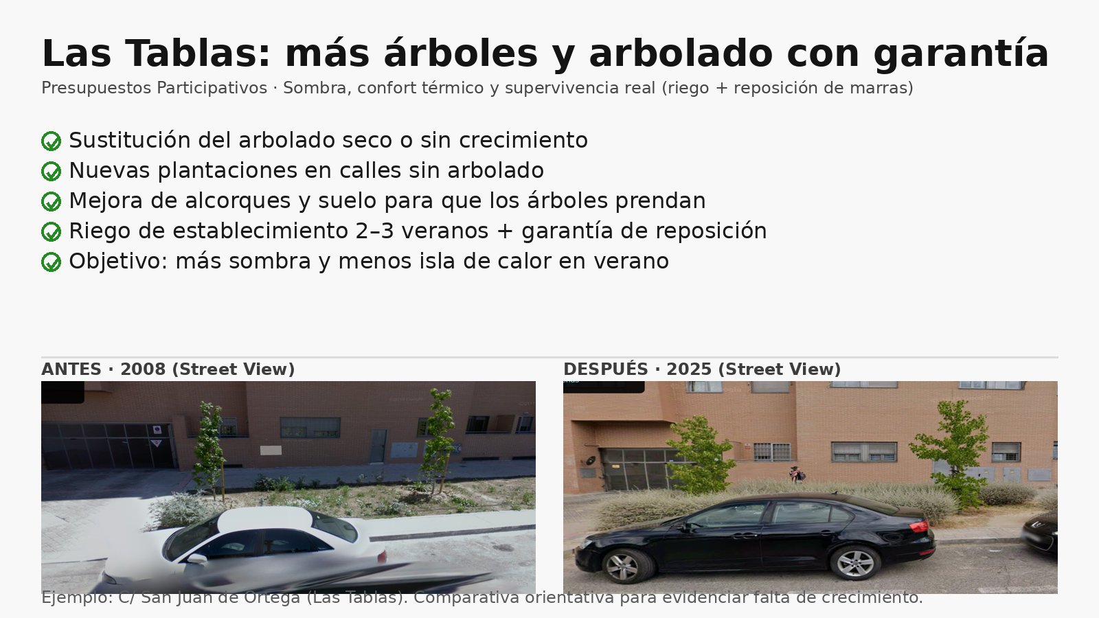 Propuesta de mejora de arbolado barrio Las Tablas